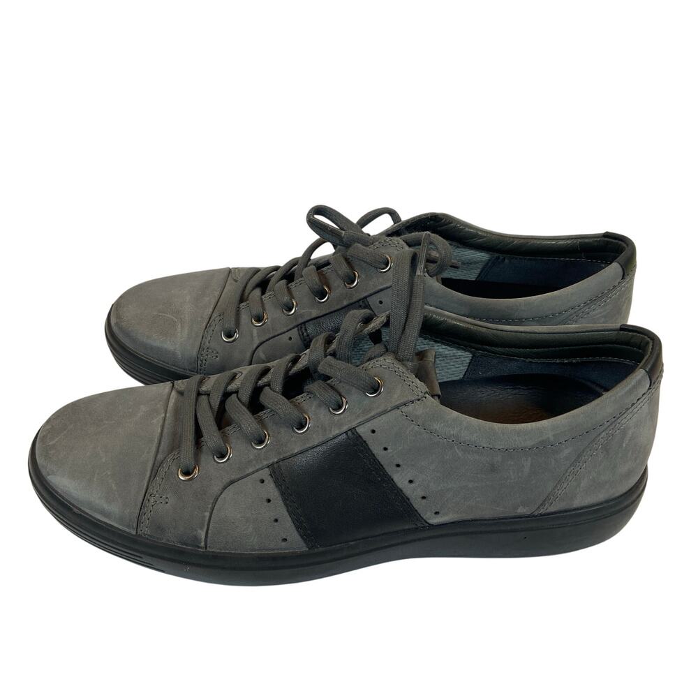 Ecco Men's Gray Casual Lace Up Sneakers Low Top Leather Size 9 - Picture 2 of 9